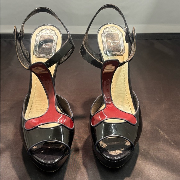 Dior Black and Red Patent Leather Heels - Picture 1 of 6